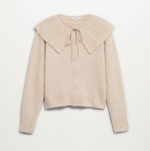 Mango Tie Neck Sweater Cream size M